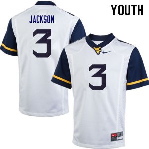 Youth West Virginia Mountaineers NCAA #3 Trent Jackson White Authentic Nike Stitched College Football Jersey RT15P75ZX